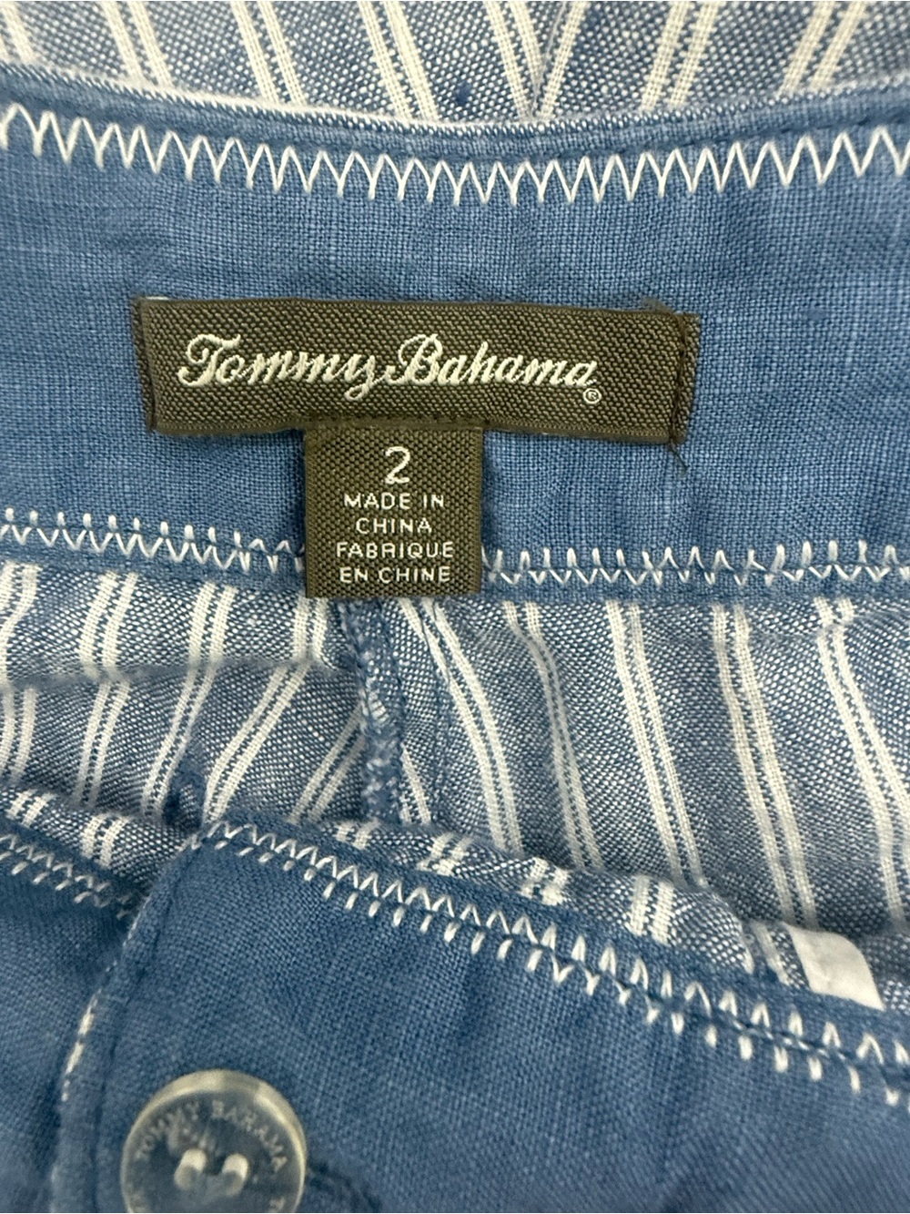 Tommy Bahama Blue and White Striped Straight-Leg Pants - Picture 11 of 16